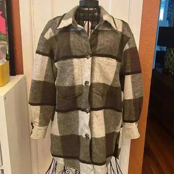 H&M Plaid Shacket-Sz S - Picture 1 of 7